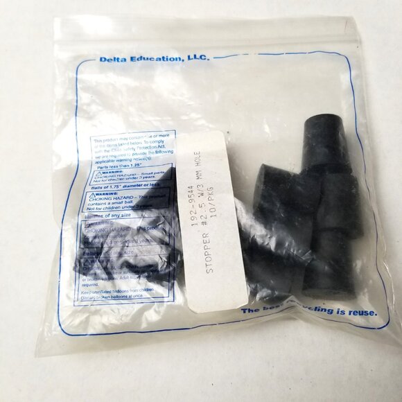 Delta Education Laboratory Rubber Stopper Set Size 2.5 NEW 3mm Hole Pack of 10 - Picture 3 of 5